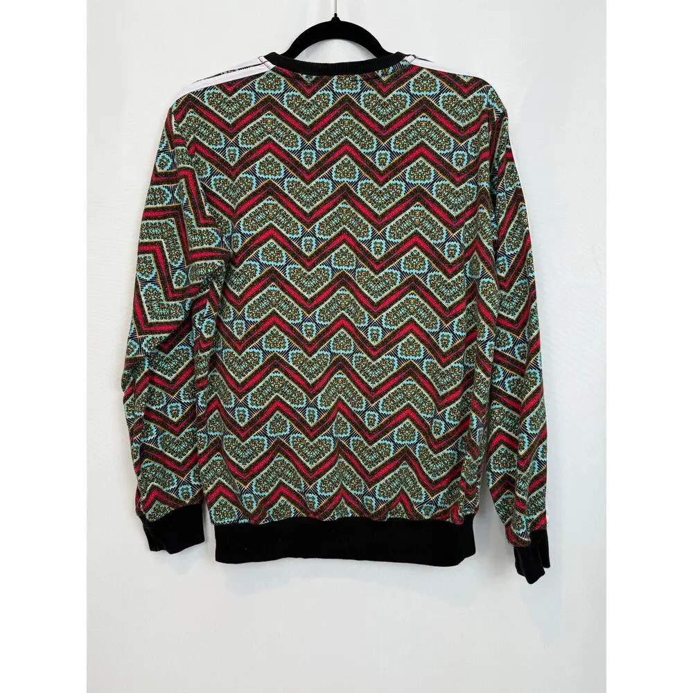 Adidas Originals Crewneck Sweatshirt Patterned Fabric Teal Aztec Trefoil